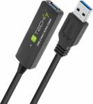 TECHLY USB-A apa - USB-A anya 3.2 Adat és töltő kábel - Fekete(10m) (ICUR30100G)