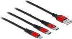 Delock USB 2.0 - Apple Lightning/2xUSB-C kábel 1m - Fekete/Piros (86709)