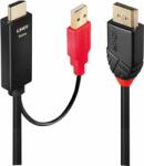 Lindy HDMI/USB - DisplayPort v1.2 kábel 1m Fekete (41425)