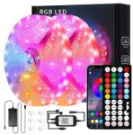 YWX RGB LED szalag készlet, 20 m, Zene szinkronizálás, Bluetooth APP vezérlés, 16 millió szín, Időzítés, 44 gombos távirányítóval, Többszínű (20M-LBLYDD-44key)