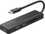 Promate USB Hub - LINKHUB C (USB-C 5in1 HUB, 1x4K HDMI, 2xUSB 3.0, SD, mSD, fekete) - tobuy