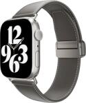SwitchEasy Classic bőr szíj Apple Watch S4-S9 okosórákhoz, 42/44/45/49mm, szürke (SAW459238GR24) (SAW459238GR24)