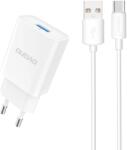Dudao A4EU USB-A 2.1A hálózati töltő adapter - fehér + USB-A - USB-C kábel