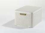 Keter Rattan hatású kosár tetővel, 30l, törtfehér, CURVER "Style L (CSCR30B) - onlinepapirbolt