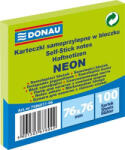 DONAU Öntapadó jegyzettömb, 76x76 mm, 100 lap, DONAU, neon zöld (D758606) - onlinepapirbolt