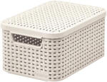 Keter Rattan hatású kosár tetővel, 6l, törtfehér, CURVER "Style S (CSCR7BT) - onlinepapirbolt