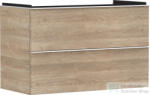 Hansgrohe XELU Q 98x49, 5 cm-es 2 fiókos fali szekrény matt fehér fogantyúval, természetes tölgy 54033700 (54033700)