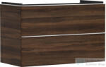 Hansgrohe XELU Q 98x49, 5 cm-es 2 fiókos fali szekrény matt fehér fogantyúval, sötét dió 54034700 (54034700)