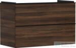 Hansgrohe XELU Q 98x49, 5 cm-es 2 fiókos fali szekrény matt fekete fogantyúval, sötét dió 54034670 (54034670)