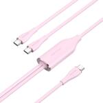 Vention USB-C 2.0/M -> 2*USB-C/M, (5A, szilikon, rózsaszín), 1, 5m, kábel (CTMPG)
