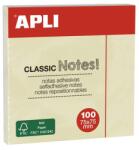 APLI Öntapadó jegyzettömb, 75×75 mm, 100 lap, APLI „Classic, sárga (LNP10975)