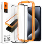 Spigen Alm Glass FC iPhone 15 Pro 6.1" iPhone 15 Pro 6.1" 2 db edzett üvegfólia, fekete keret