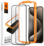 Spigen Alm Glass FC iPhone 15 Pro Max 6.7" 2 db edzett üvegfólia, fekete keret