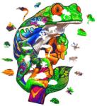 Woodbest Szemfüles béka - különleges fa kirakó 303db /42cm x 28cm/