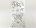  Öntapadós flitter lepkés ezüst
