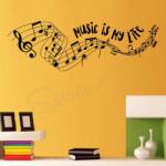 SMAER Sticker note muzicale - Music is my life - Sticker de perete - M_rime: 60cm*20cm
