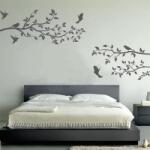 SMAER Sticker Creanga cu frunze, pasari - Sticker de perete natura - M_rime: 120cm*50cm + 80cm*50cm