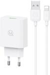 USAMS SCXLTZ03 SC Series hálózati töltő 1xUSB-A csatlakozással és USB-A - Lightning kábellel 18W - fehér
