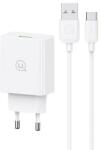 USAMS SCXLTZ02 SC Series hálózati töltő 1xUSB-A csatlakozással és USB-A - Type-C kábellel 18W - fehér