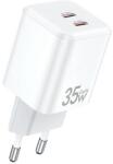Awei PD65-EU hálózati töltő 2xUSB-C csatlakozással 35W GaN - fehér