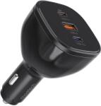 Choetech TC0024 autós töltő 1xUSB-A és 1xUSB-C csatlakozással 160W PD3.1 - fekete