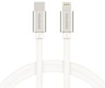 SWISSTEN 71525203 Textile USB Type-C Apa - Lightning Apa Adat és Töltő Kábel - Fehér/Ezüst 1.2m