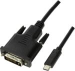 LogiLink USB-C Apa - DVI Apa Összekötő Kábel - 3.0m, Fekete