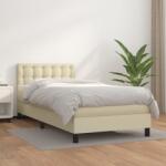 vidaXL krémszínű műbőr rugós ágy matraccal 100 x 200 cm (3141109)