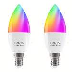 NOUS Set 2 Becuri LED RGB Smart NOUS P4, E14, Control din aplicatie (P4-2) - esell