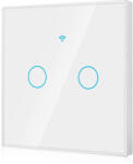 Rovo Intrerupator Smart cu Touch Rovo FN2C, 2 canale, Sticla Securizata, Tuya, Life Smart, RF 433MHz, Alexa si Google Assistant, fara nul (FN2C) - esell