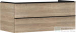 Hansgrohe XELU Q 118x57 cm-es 2 fiókos fali szekrény pulthoz, matt fekete fogantyúval, természetes tölgy 54084670 (54084670)