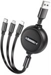 hoco. X75 - 3in1 kábel - USB - Lightning / Type-C / MicroUSB fekete kábel 2A, 1m