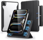 Apple iPad Pro 11 (2024), mappa tok, Smart Case, mágneses rögzítés, csatos záródás, átlátszó hátlap, ESR Rebound Hybrid 360, fekete