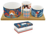 Easy Life Nuova R2S Porcelán kínálótál 4 db-os szett: 11, 5/8/6, 5/4, 5cm átmérő, bambusztálcán 29x13cm, Atmosphere, Tokyo (1468TOKY)