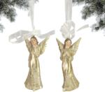  1db Kerámia angyalka akasztható arany színű ruhában (2 féle)