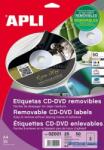 APLI Etikett, CD/DVD, A4, matt, eltávolítható, APLI (LCA2001) - kecskemetirodaszer