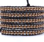  Bratara 5 wrap Acril perlat rotund 4 mm cu snur negru