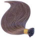 HairExtensionShop Keratinos I-TIP Emberi Póthaj Mikró Gyűrűzéshez Sötétszőke 60cm (Szín #12) (RIT6012)