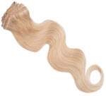 HairExtensionShop Csatos Hullámos Emberi Póthaj Standard Aranyszőke Színben 40cm Body Wave (Szín #16) (RCBW4016)