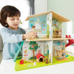 Hape Casuta de papusi cu mobila 8 camere si 9 efecte muzicale (E3411A) Casuta papusi