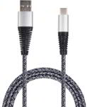 2GO USB-A Apa - USB-C Apa Adat és Töltő Kábel - Ezüst/Fekete 1m