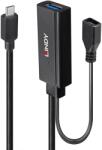 Lindy 43344 USB-C Apa - USB-A Anya 3.2 Gen 1 Aktív Adapterkábel - Fekete 5m (43344)