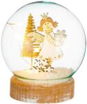 LAALU karácsonyi dekoráció, hógömb, angyal ajándékkal, 11 cm (LAU-6196)