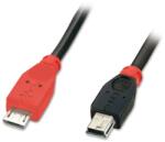 Lindy MicroUSB-B Apa - miniUSB-B Apa OTG Kábel 1m - Fekete