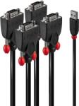 Lindy 42675 USB Type-A Apa - 4x RS232 Apa Adatkábel - Fekete