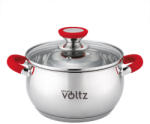 Voltz Oala Oliver Voltz OV51210N18, 18 cm, 2, 5 l, Inductie, Manere silicon rosii, Inox/Roşu (Oliver Voltz OV51210N18 red)