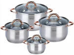 Kinghoff Set oale Kinghoff KH 1763, 8 piese, 2.1-6.6 L, Capac sticla, Inductie, Inox/Cupru (KH 1763)