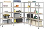 vidaXL 4 db 5 szintes ezüst acél és szerelt fa nagy teherbírású polc (3307598) - vidaxl