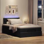 vidaXL fekete szövet ottomán ágy matraccal & LED-ek 120x190 cm (3312376)