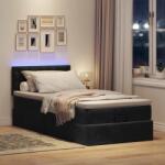 vidaXL fekete bársony ottomán ágy matraccal & LED-ek 80x200cm (3312730)